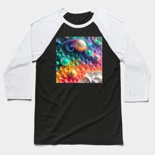 3D- Phantasmal Iridescent circles and dots in exotic colors of PRIDE ! Baseball T-Shirt